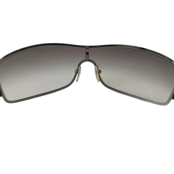 (SOLD) Prada Black Silver Shield Tinted Sunglasses Unisex SPS 52E 5AV-5D1 125 - Picture 14 of 16